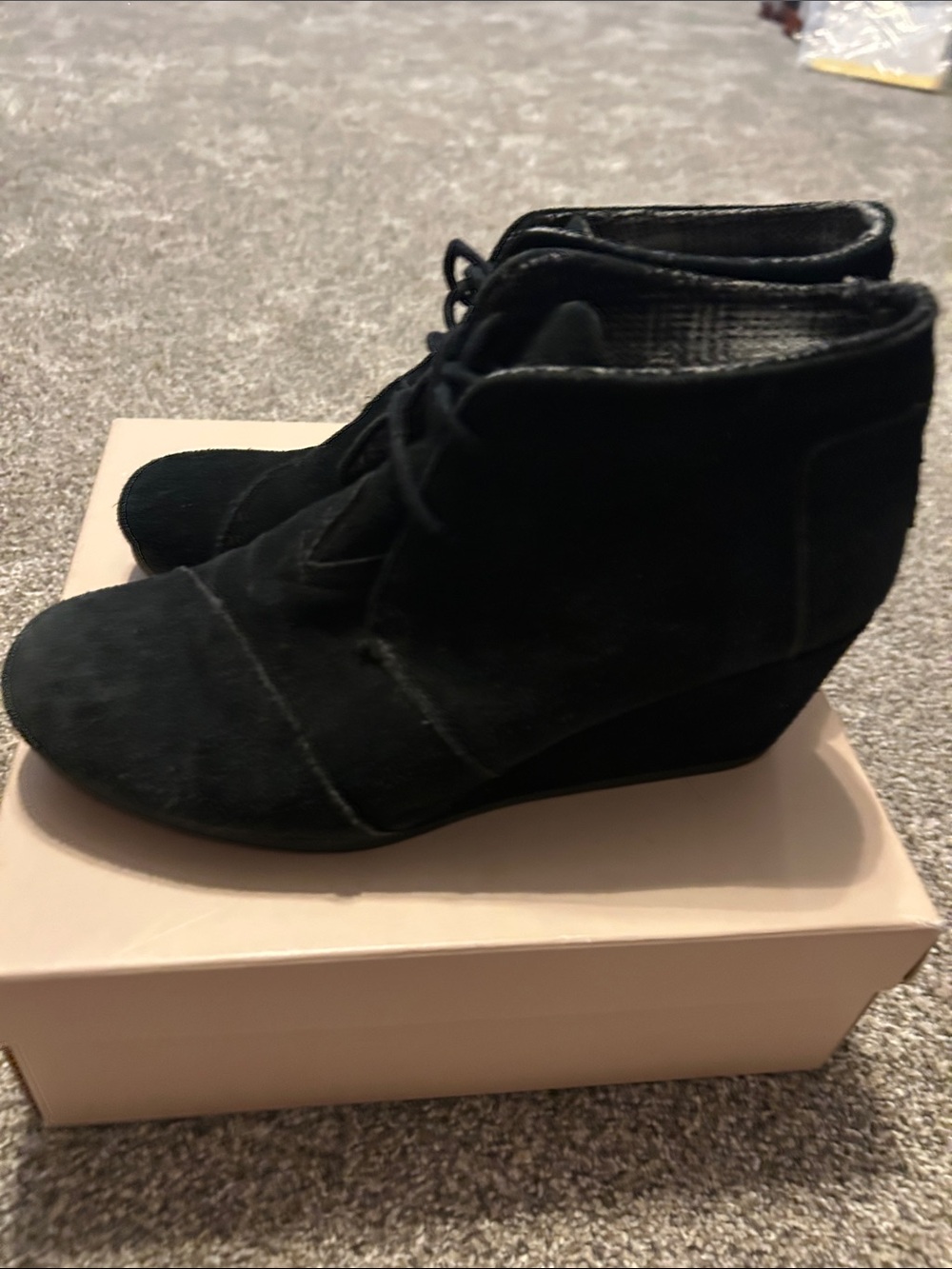 Toms Black Suede Lace-Up Ankle Boots
